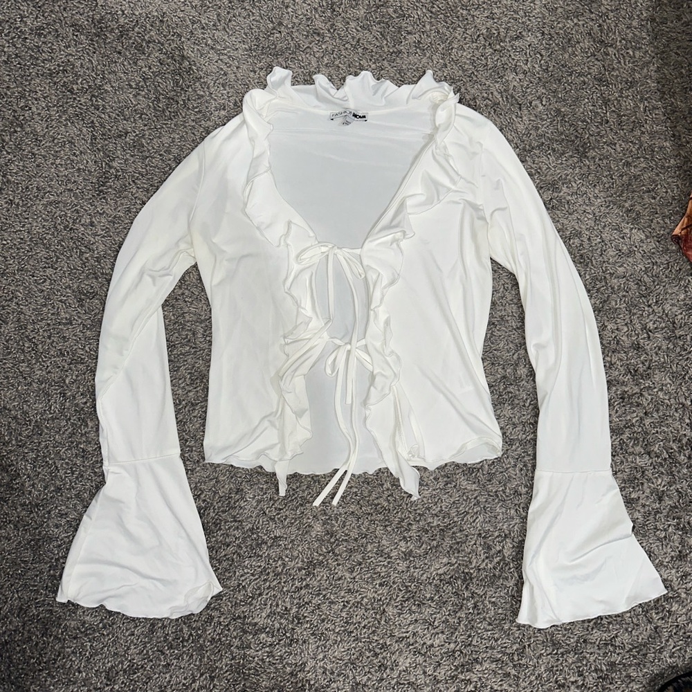 White Ruffled Women's Top